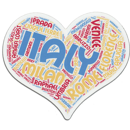 4-Pack LARGE Heart-shaped Stickers - ITALY