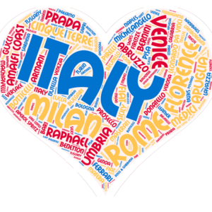4-Pack LARGE Heart-shaped Italy Stickers - MIXED